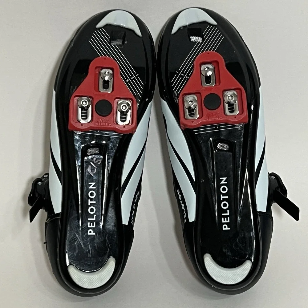 Peloton Cycling Bike Shoes Black Red Size 43 Unisex Men Size 10 / Women Size 12